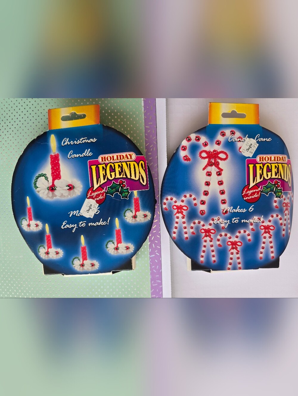 New 2 Pack Cousin Holiday Keepsakes Christmas 12 Ornament Beaded Crafts 2 Boxes